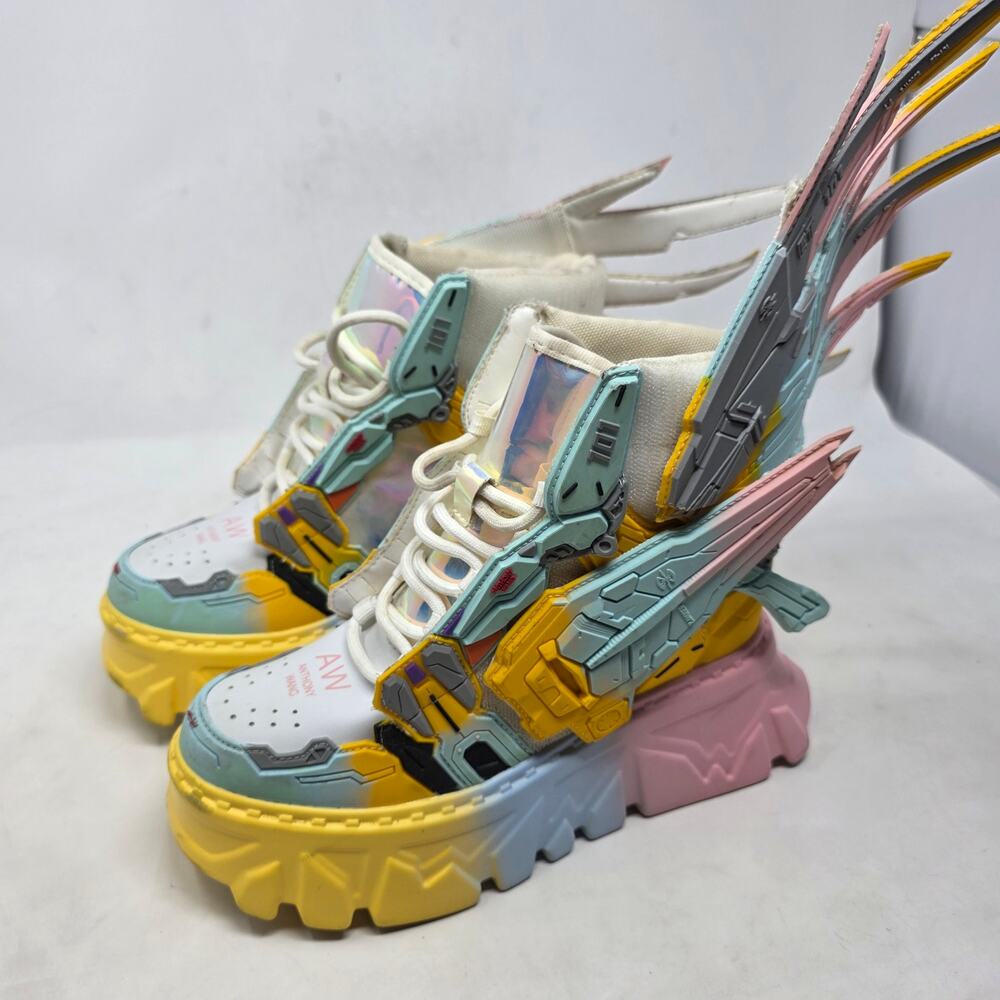 Anthony Wang G 04 Multi Hidden Wedge Platform Sneakers Wings Womens 7.5